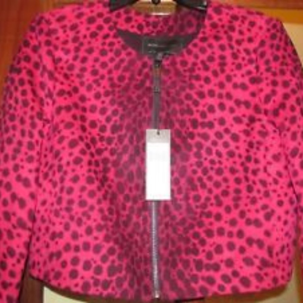 Rare - Hot Pink BCBGMaxAzria "Suvi" Cheetah Print Crop Vegan Suede Jacket